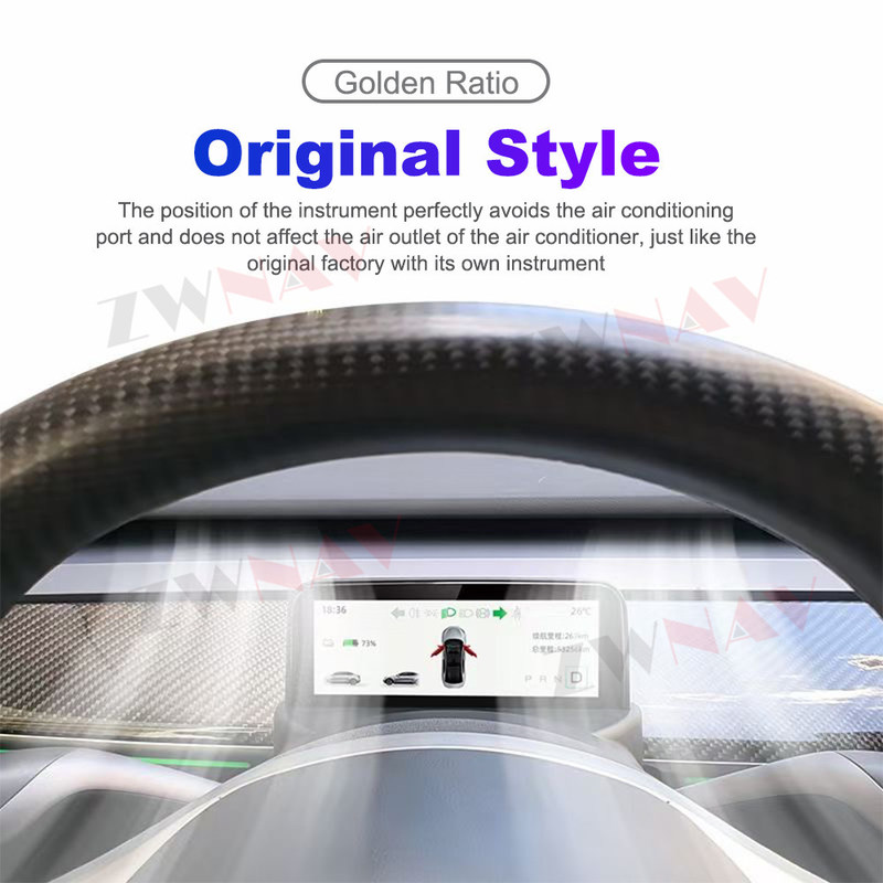 4.6'' ডিজিটাল ইন্সট্রুমেন্ট ক্লাস্টার ডিসপ্লে টেসলা মডেল 3 মডেল ওয়াই এএমডি/ ইন্টেল কার এলসিডি ড্যাশবোর্ড