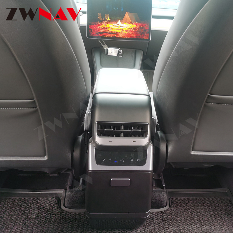 টেসলা মডেল ওয়াই সেন্টার কনসোল স্টোরেজ বক্স DC12V সংশোধিত অ্যাক্সেসরি