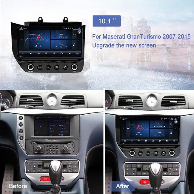 Maserati GT/GC GranTurismo-এর জন্য Android 10 Car Radio Fascia ব্ল্যাক স্ক্রীন কার্বন ফাইবার
